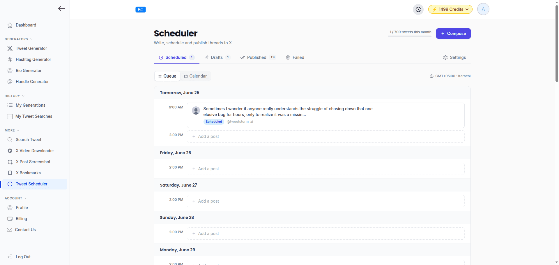 tweetstorm tweet scheduler queue demo